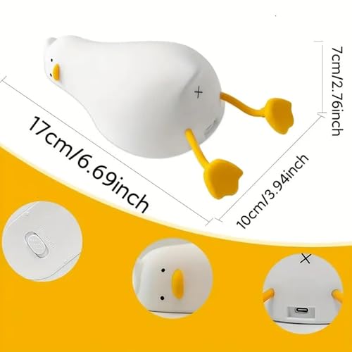 Image of Cute Silicon Sleeping Duck Night Light, 7 Color Changing, Rechargeable & Portable Lamp with USB Cable | Night Light for Kids, Girls & Boys | Adorable Bedroom & Nursery Decor