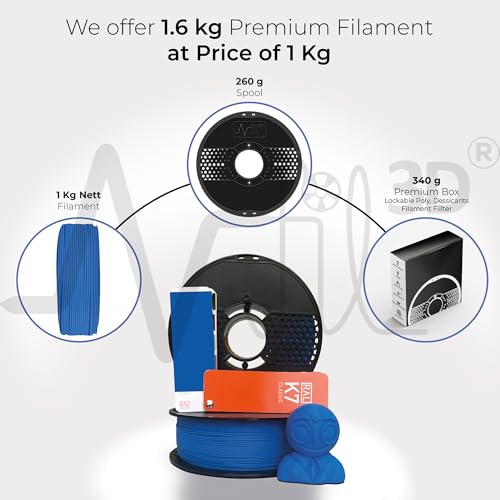 Image of NFIL3D 1KG Net Turbo Finish PLA+ Deep Blue 3D Printer Filament | Filaments for 3D Printer| 1.75mm| Accuracy + /- 0.015mm | 1000g 3D Filament, 250g Spool, 350g Packaging Weight (Total Weight 1.6KG)
