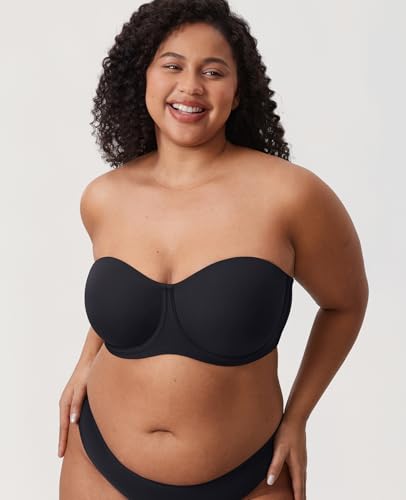 Image of DELIMIRA Confishape Strapless Full Coverage Plus Size Bra | Bandeau bra, Underwire, No Padding Unlined, for Women