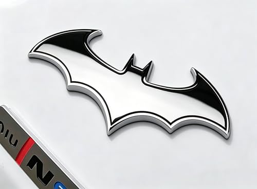 Image of 3D Metal Chrome Bat Emblem Badge Sticker Decoration for Car, Truck, Motorcycle, RV, Scooter, SUV, Door, Window (Silver Bat)