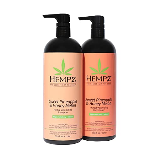 Hempz Sweet Pineapple & Honey Melon Herbal Shampoo & Conditioner Liters, 33.8 fl oz Duo Set