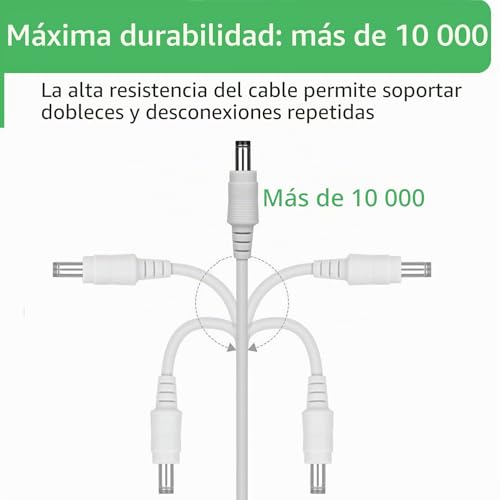 Miniatura 6 de Paquete De 2 Cables De Extensión De Alimentación Cc De 5 M, Enchufe De 5,5 Mm X 2,1 Mm, Cc 5 V, 6 V, 9 V, 12 V, 24 V, Para Cámaras De Seguridad, Router, Impresora, Tira Led, Blanco