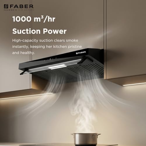 Image of Faber Ruby Ductless 60cm 1000m /hr Baffle Filter Chimney | LED Lighting | Touch Control | 8 Yr Motor, 2 Yr Comprehensive Warranty by Faber | HOOD RUBY TC BK IN 60