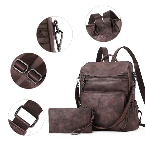 Image of CLUCI Backpack Purse for Women Leather Fashion Designer Travel Ladies Shoulder Bags with Wristlet