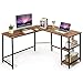GOPLUS Bureau d’Angle, Table Informatique en Forme de L, Bureau d'Ordinateur avec 2 Etagère de Rangement,Meuble Bureau Ordinateur,Bureau Informatique,Table de Travail Atelier,Style Vintage (Marron)