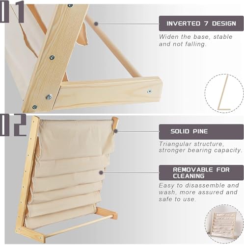 رف كتب للأطفال مكون من 6 طبقات بلون بيج طبيعي لغرفة نوم الأطفال وغرفة اللعب وتخزين الألعاب