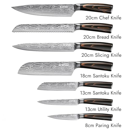 Image of Yatoshi 7 Knife Set - Pro Kitchen Knife Set Ultra Sharp High Carbon Stainless Steel with Ergonomic Handle