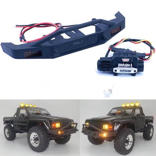 Parachoques delantero con focos RC de alta fidelidad para réplicas Hilux SR5 1/18 5