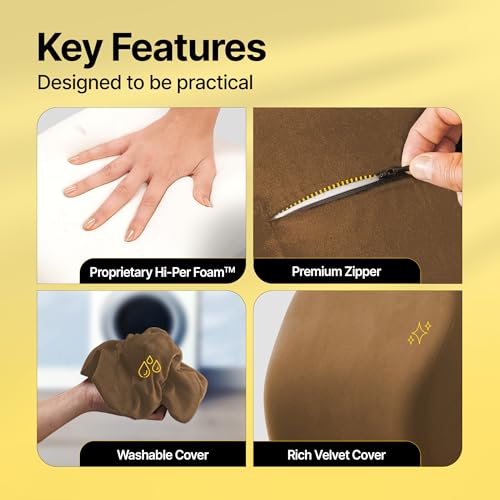 Image of Frido Ultimate Car Neck Rest Pillow | Ultrasoft Pillow for Comfortable Car Rides | Superior Neck Support Cushion | Relieves Neck Pain | Hi-Per Foam Head Rest Pillow with Washable Velvet Cover | Tan