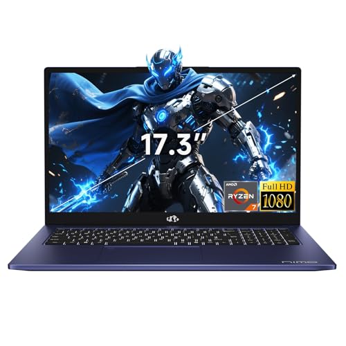NIMO 17.3' FHD-Gaming-Laptop, AMD R7 7735HS (8C/16T, Beats i7-12650H) 4GB RAM 2TB SSD Business-Computer with Radeon 680M, 100W Type-C, Wi-Fi 6E, 58Wh Battery