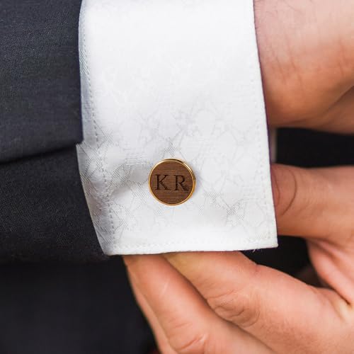 Mancuernillas personalizadas inicial hombre acero y madera miniatura 7