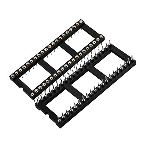 uxcell 6pcs DIP IC Chip Socket Adaptor 2.54mm Pitch 15.2mm Row Pitch 2 Row 40 Round Pins Soldering
