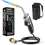 Propane Torch Head, Blow Torch with Included Holster and 5ft Hose, Trigger Start Propane Torch for Brazing, Soldering, DIY(Propane Cylinder Not Included)