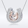 CHENGMEN Breloques de Noël en argent sterling 925 pour bracelets Mum Daughter plaqué or rose portebonheur fer à cheval cadeau pour femmes et filles, Verre Pierre Or rose Argent sterling Zircone #5