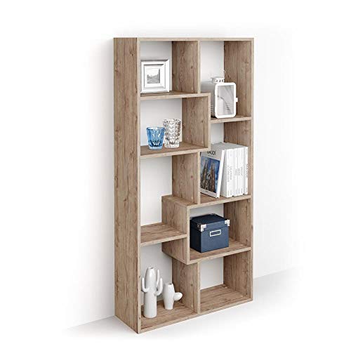 Mobili Fiver, Iacopo Xs Bookcase (63.31 X 31.5 In), Oak, Made In Italy #TOP1