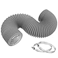 TEAIERXY 4 Inch 25ft Dryer Vent Hose,Flexible Insulated Air Ducting,Vent Hose PVC Aluminum Foil with 2 Clamps for HVAC Ventilation(Grey)