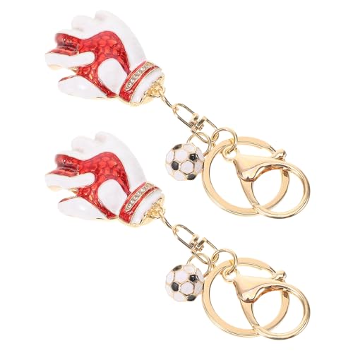 ERINGOGO Llavero Deportivo de Aleación de Zinc 2 Piezas Colgante de Fútbol y Béisbol Rojo Accesorio para Llaves Mochila y Bolso Adecuado para Aficionados y Regalos en Fiestas