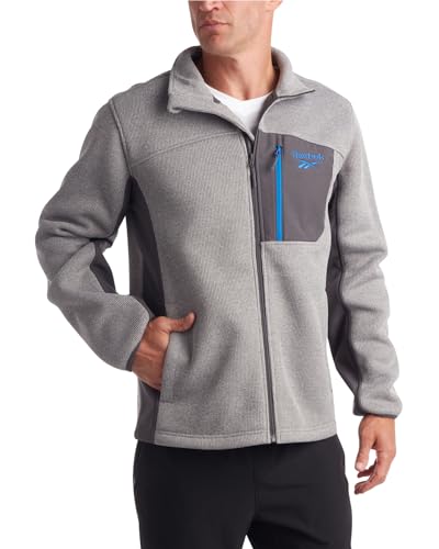Image of Reebok Men's Sweater Jacket - Fleece Lined Weather Resistant Insulated Outerwear - Cozy Sweater Jackets for Men (Sizes:M-XXL)