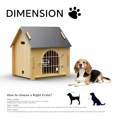 Indoor Dog House, Cozy Wooden Design with Ventilation and Raised Base, Small Bed House with Door Lock Suitable for Small Dogs or Cats, Gray, 20"x 15.75"x 20.5" - Image 7