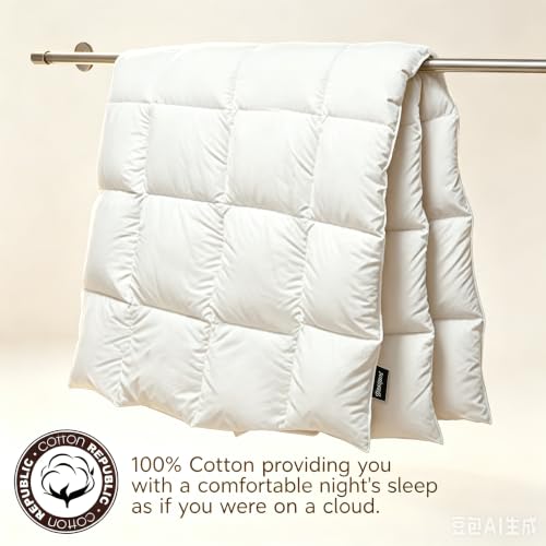 Image of Beautyrest Luxury Hotel Collection Twin Size White Goose Feather Down Fiber Comforter,Ultra-Soft 100% Cotton Breathable Down Comforter Fluffy Duvet Insert, Winter Warm /Twin(68 inchx90 inch)
