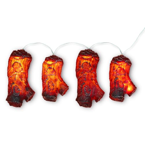 LED Electric Fireplace Logs with Realistic Flames 10.4 inch Flameless Plug-in Fire Light Indoor Decorative Faux Logs 8 inch (No Battery Required)