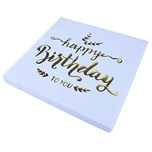SHULLIN 20 Stück Happy Birthday Servietten Bronzieren drucken Papierservietten 2-lagig 33 x 33 cmGeburtstag Servietten…