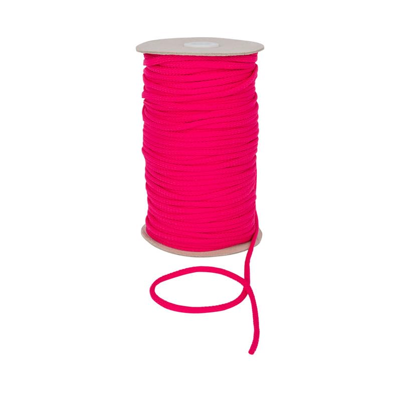 Durable Anorak Braided Cord - 4mm Wide Polyester Drawstring Cord Laces Hoodie String Jogger string clothing cord lace tying lanyard rope craft project (Cerise,5)-Craft Queen LTD