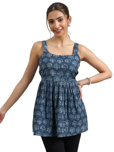 Image of Libas Womens Printed Cotton Anarkali Kurti for Women | Ethnic wear | Bridal Suit | Occasion wear