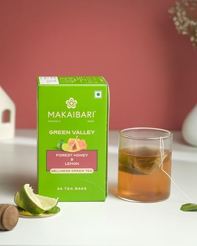 Image of Makaibari Apoorva Green Valley Forest Honey and Lemon Darjeeling Green 25 Tea Bags | Comforting & Refreshing Flavour | Rich in Anti-oxidants | Low-Caffeine | Made With Finest Ingredients