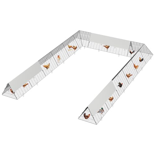 Chicken Tunnel with Corner Frames Outdoor Large Metal Poultry Playpen with Weather-Resistant Cover Portable Animal Cage for Hens Ducks Rabbits Chicken Run for Yard
