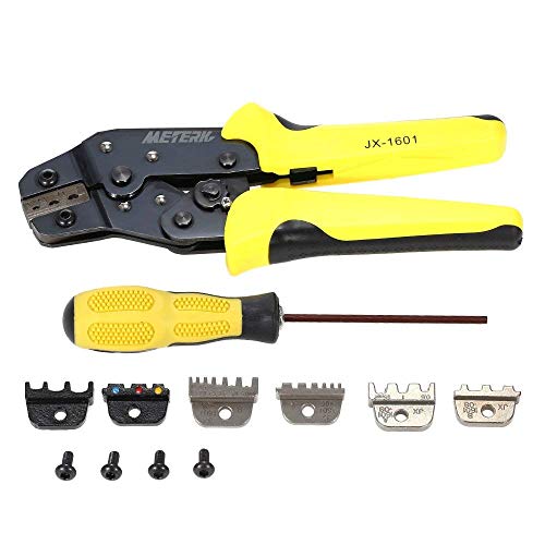 Meterk 4 en 1 Kit de Herramientas de Crimper de Alambre/ Wire Crimper Terminal de Trinquete Pinzas de Crimpado Pinza...