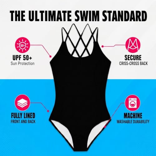 Image of Kanu Surf Girls' Reese UPF 50 Beach Sport Criss-Cross One Piece Swimsuit