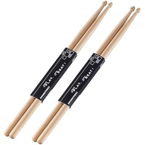 OIETON 2 Pairs Drum sticks 5A Classic Maple Wood Drumsticks Wood Tip Drumstick for Adults Kids and Beginners Cover