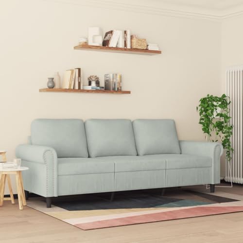 Willood 3-Sitzer-Sofa Loungesofa Couch mit Armlehnen Rückenkissen, Wohnzimmersofa Designsofa Metallgestell, Sitzmöbel Zweisitze,Multi-Sofa, Hellgrau 180 cm Samt – Bild 5