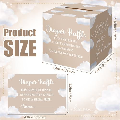 Image of Teling 51 Pieces Diaper Raffle Tickets with Card Box,Cloud 9 Style