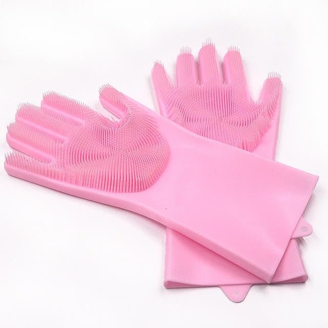 Image of Pet Glove, Grooming Tool, Furniture Pet Hair Remover Mitt (Pink)