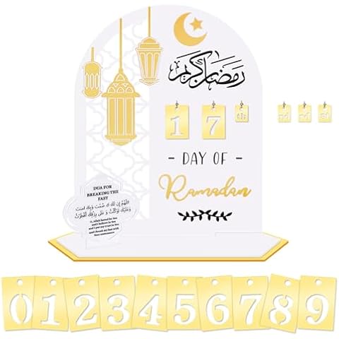 Zoyomax Ramadan Decorations for Home - Acrylic Ramadan DIY Countdown Calendar Gift for Kids, Eid Countdown Ramadan Advent Calendar Mubarak Ornament for Table, Muslim Ramadan Party Cover