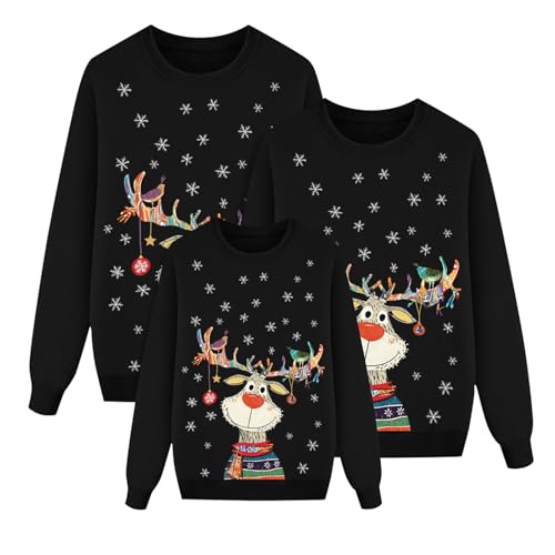 Sudaderas Navideñas Familiares Suéter Familia Invierno Jersey Navideño Familiar Manga Larga Pullover Mujer Hombre Niño Niña Chica Chico Christmas Jumper Blusas Abrigo Tops Talla Grande