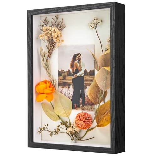 WISYOK Cornice Profonda A4, 31x22,5cmx4,5 cm, Cornice 3D Profonda per Oggetti, 3D Ombra Profonda Box, Cornice 3D Quadrata per Fiore, Regali, Souvenir (Nero)