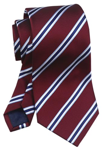Kihatwin Wine Red White Blue Party Tie Preppy Striped Burgundy Banquet Prom Skinny Necktie for College
