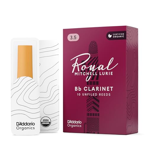 D'Addario Royal | Mitchell Lurie Organic Bb Clarinet Reeds, Strength 3.5, 10-pack