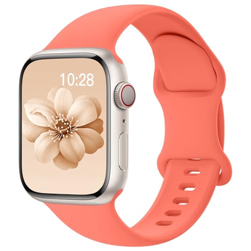 Image of Sport Silicone Band Compatible with Apple Watch Bands 40mm 38mm 41mm 44mm 45mm 42mm 49mm Women Men,Soft Wristband Waterproof Replacement Sport Strap for iWatch Bands Series 9 8 7 6 5 4 3 2 1 SE Ultra
