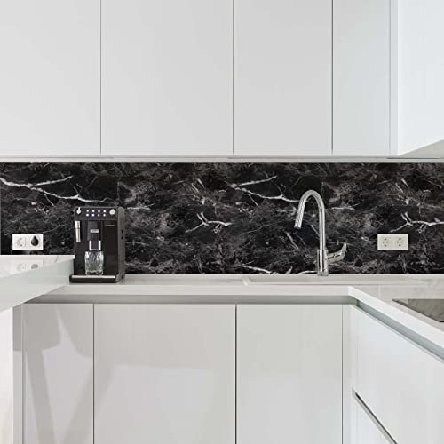 Black Marble Paper Granite Wallpaper 17.7" X 396" Peel And Stick Countertop Paper Self Adhesive Thickening For Kitchen Bathroom And Furniture #TOP7