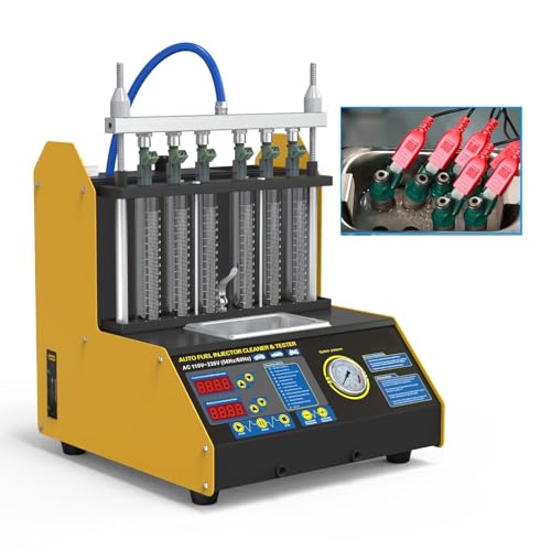 Fuel Cleaning Tools 6-Cylinder Injector Cleaner Tester CT-200 Fuel Injection Systems Cleaners Testers Gasoline Direct Injection Piezo Fuel Nozzle/High Pressure/Reverse Cleaning&On-Vehicle 220V/110V.