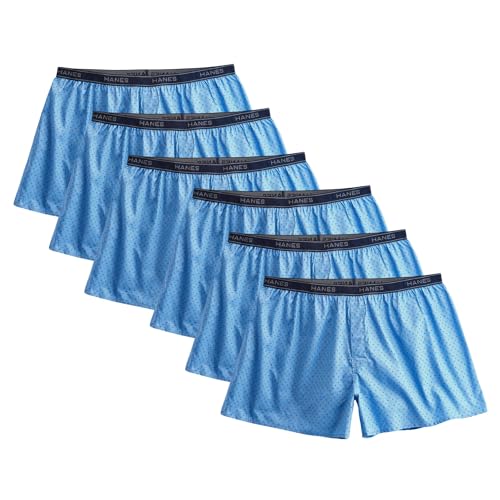 Hanes Men's 3XL ChevronTagless Boxer Underwear, Exposed Waistband 6-Pack Size 3XL Multi