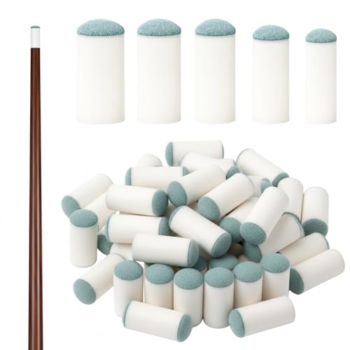 YTLSDHF 50 Pcs Pool Cue Tips 9/10/11/12/13mm Slip on Pool Stick Tips Replacement Set with 5 Sizes Durable Pool Cue Accessories for Game Performance Compatible with Most Pool Cues