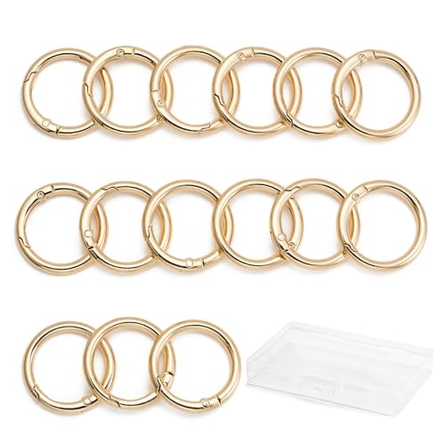 Image of DEVPSISR 15pcs Trigger Spring O Rings Round,Metal Keychain Ring Round Carabiner Clips for Keyrings Buckle, Bags,Purses