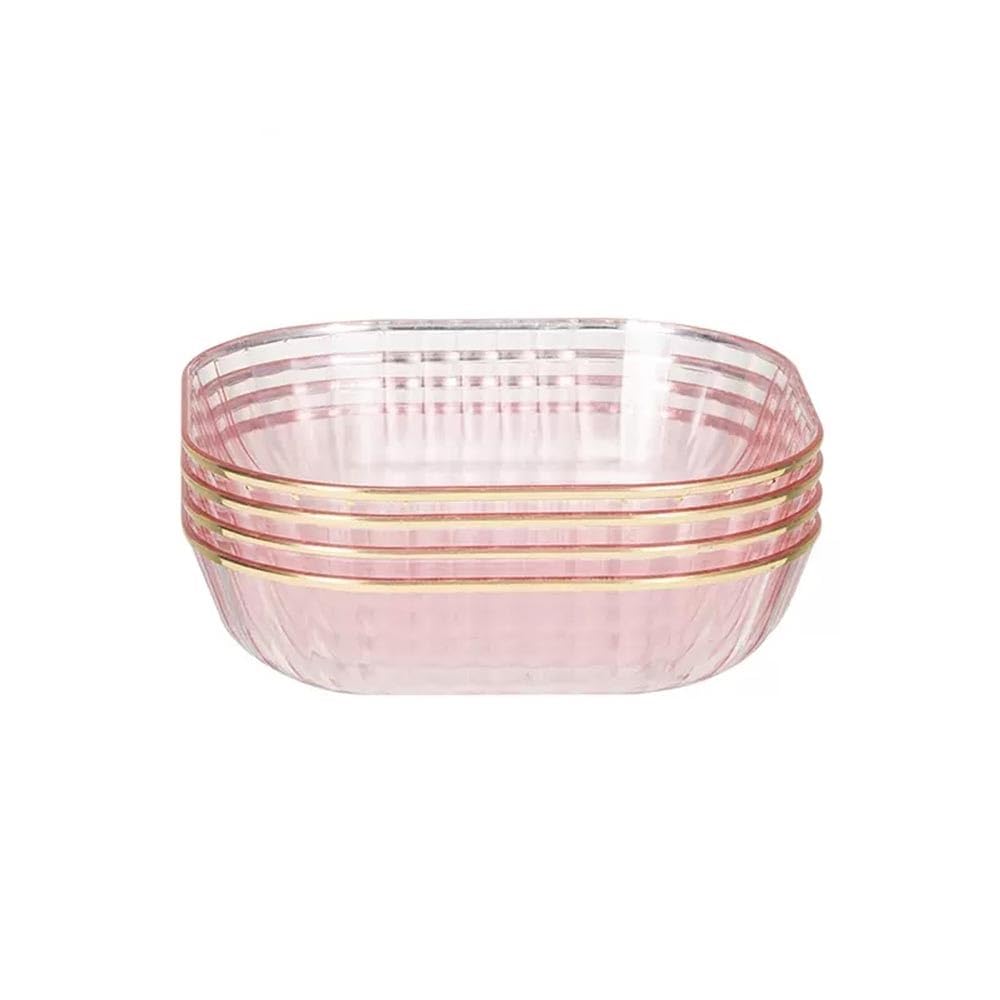 HPTHLY Fruit Plate Fruit Plate Square Decorative Plate Fruit Plate For Home Kitchen Hotel Restaurant Snack Plate Candy Plate Set Of 4 Fruit Bowl (Pink)