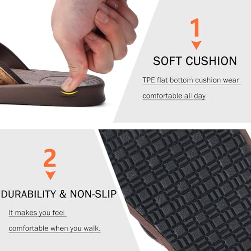 Image of KuaiLu Mens Flip Flops Arch Support Comfortable Summer Beach Thong Sandals Yoga Foam Cushion Slip on Slippers