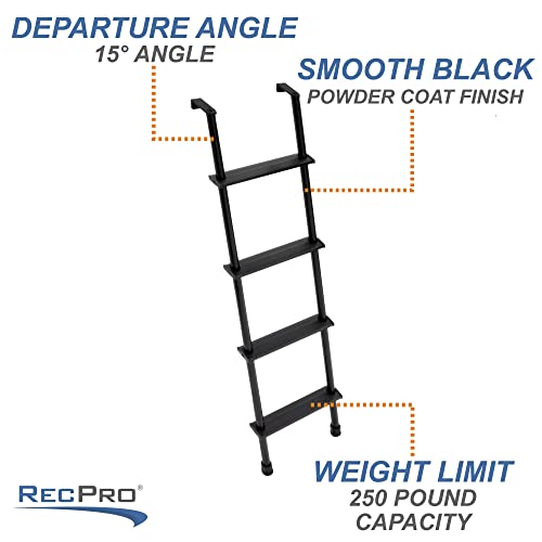 Recpro Rv Bunk Ladder 52" | Black Or Silver Color Options | Mounting Brackets Included | Aluminum | Made In Usa (Black) #TOP4